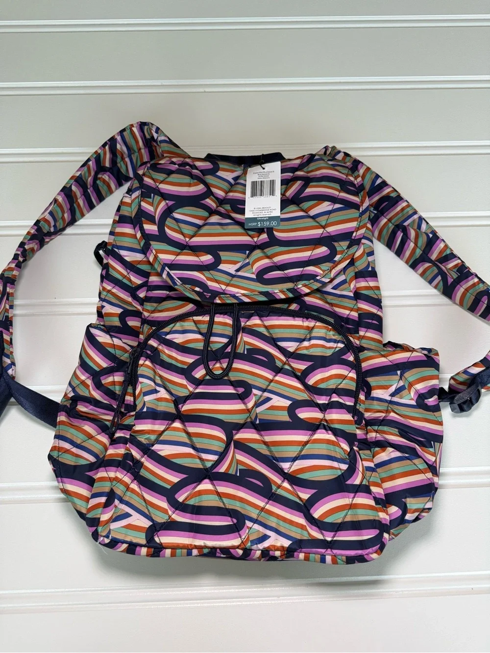 Vera Bradley Essential Rucksack Backpack Retro Ribbons NEW 1989
